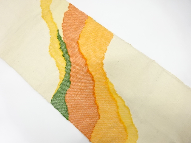 JAPANESE KIMONO / ANTIQUE NAGOYA OBI / SILK / MAWATA TSUMUGI / WOVEN MICHINAGADORI